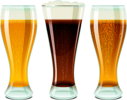 glass cups with beer vector graphics