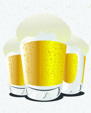 glass cups with beer vector graphics