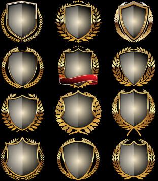 glass laurel wreath badges vector