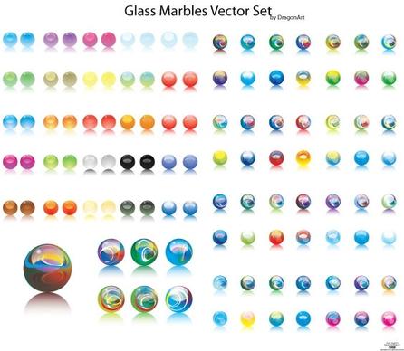 glass marbles vector set illustration with various sizes