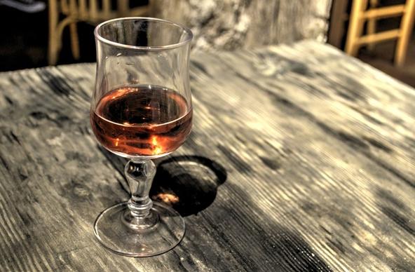 glass of rose wine hdr