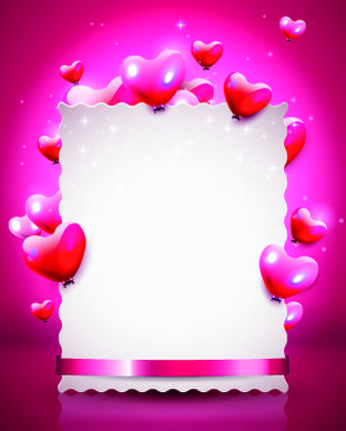 glass texture heart with paper valentines day background