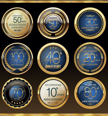 glass textured badges anniversary vector