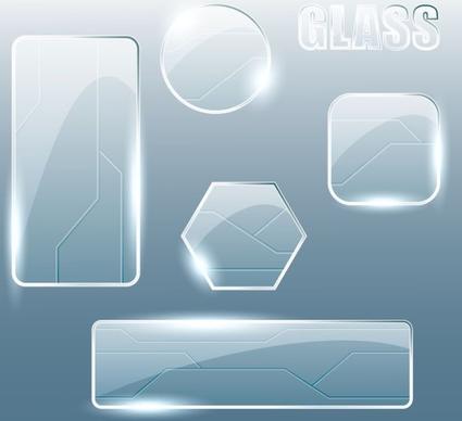 glass surface icons shiny geometric shapes
