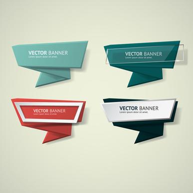 glass with origami business banners vector