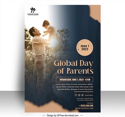  global day of parents party poster template dynamic realistic design 