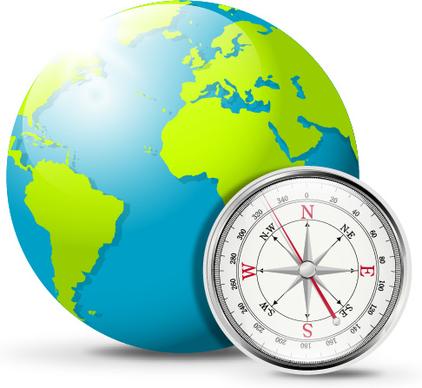 globe and compass creative vector
