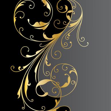 glossy golden floral ornaments vector background