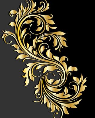 glossy golden floral ornaments vector background