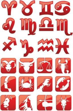 Glossy horoscope symbols