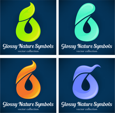 glossy nature symbols vector