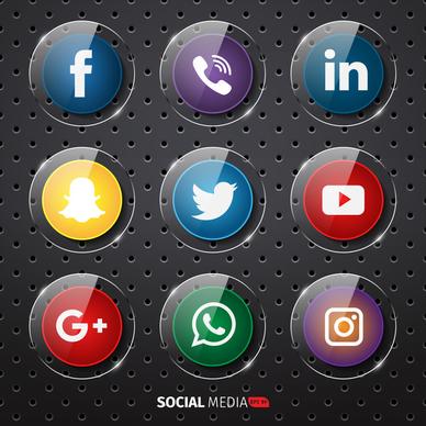 glossy plastic social media icons