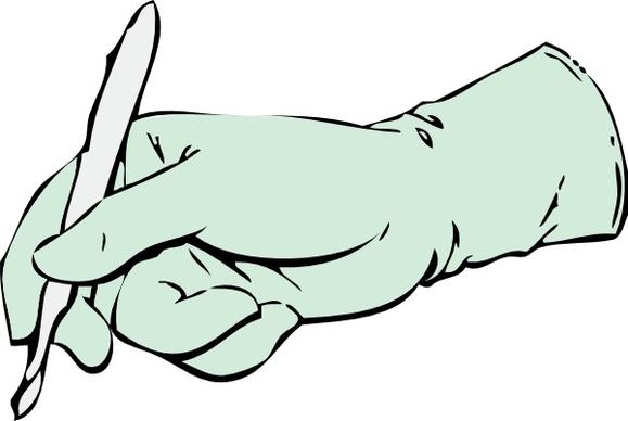 Gloved Hand With Scalpel clip art