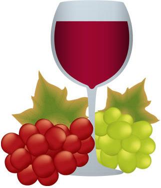 goblet and grapes vector food art