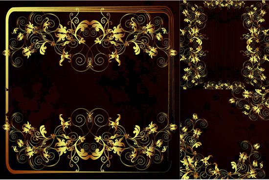gold color frame floral vector