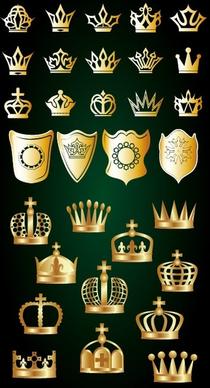 gold crown and shield vector