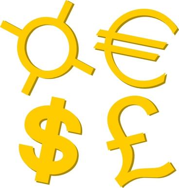 Gold Currency Symbols clip art