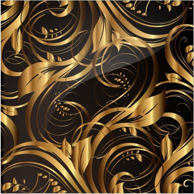 nature pattern template luxury golden dynamic curves leaves