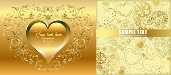 gold heartshaped vector background