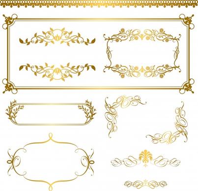 document decorative elements shiny golden classic symmetric curves