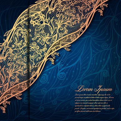 gold lace with blue background vector