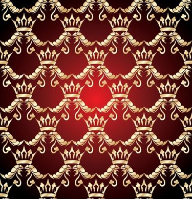royal pattern golden crown sketch symmetric seamless repeating