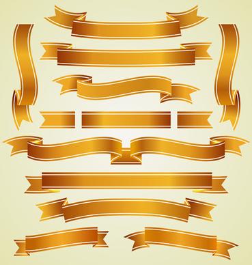 gold ribbon banners luxury vector
