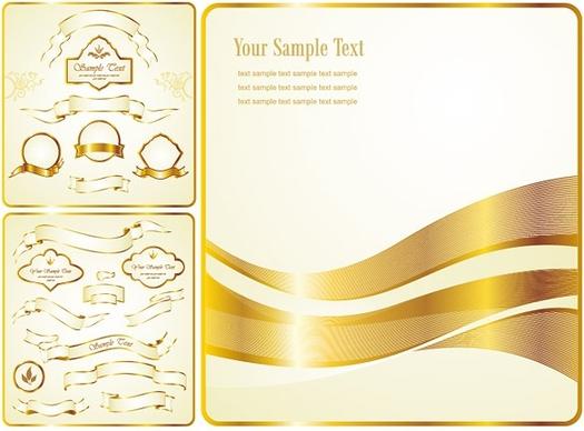 gold ribbon label vector