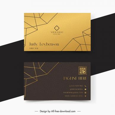 gold shop business card template geometric lines
