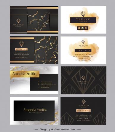 gold shop business card templates collection, contrast luxury