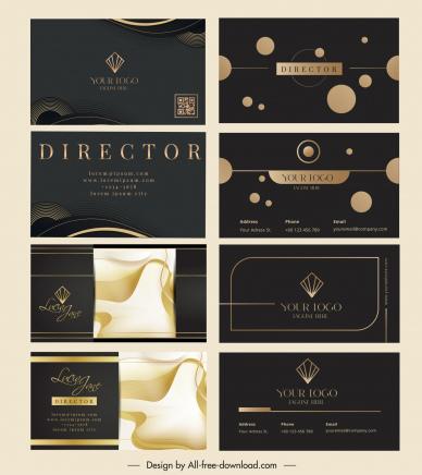 gold shop business card templates collection elegant dark 