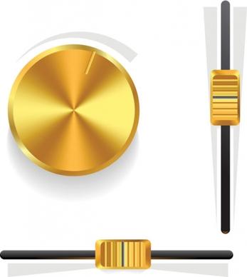 gold volume knob 03 vector