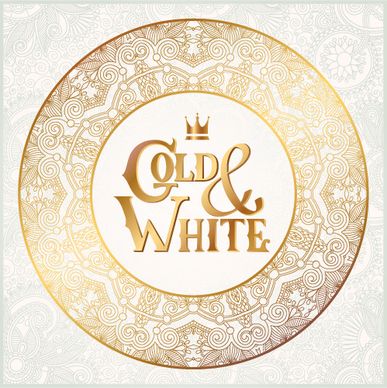 gold with white floral ornaments background vector illustration set