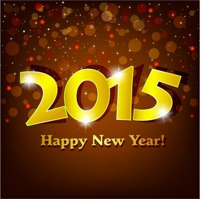 golden 2015 Happy New Year with sparking spot lights background