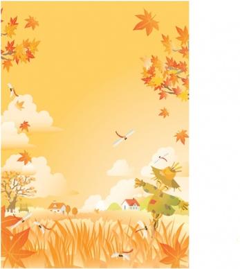 autumn painting leaves dummy field icons orange decor