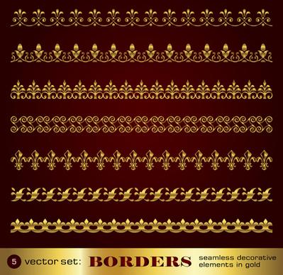 golden border and corner decorative elements vector