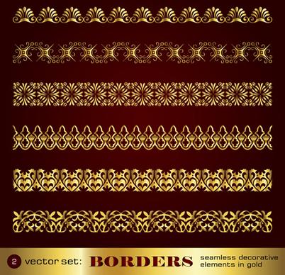 golden border and corner decorative elements vector