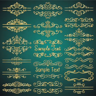 golden calligraphic decor with frame and border vector