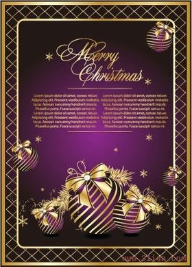 christmas banner violet golden bauble decor elegant design
