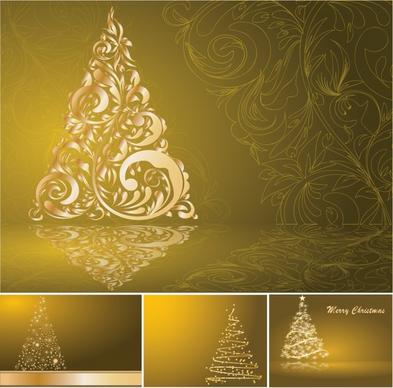 christmas background templates modern sparkling golden fir tree
