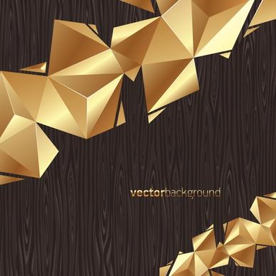 wood background shiny golden 3d geometric decor