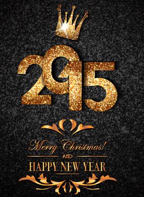 golden crown15 new year and christmas background vector