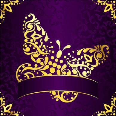 golden easter pattern and purple background vector