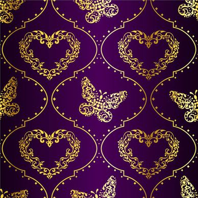 golden easter pattern and purple background vector