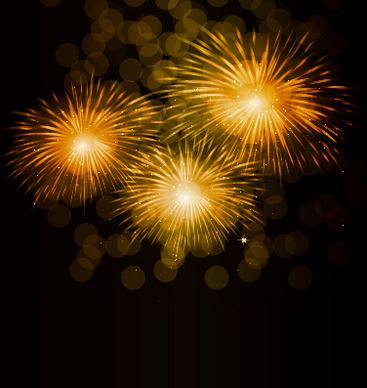golden fireworks effect vector background