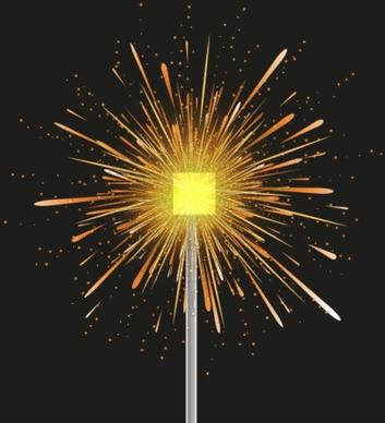 golden fireworks effect vector graphic