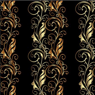 golden floral borders ornaments seamless vector