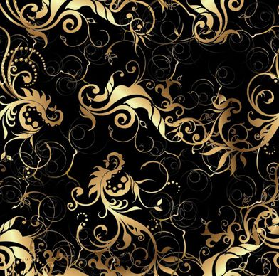 golden floral ornament vector seamless pattern