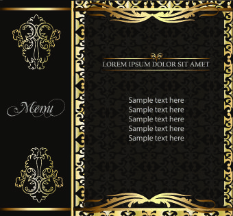 golden frame menu cover design vector