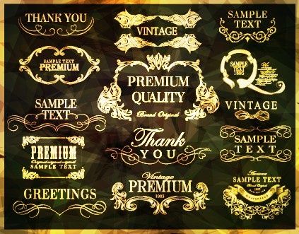 golden frame with labels ornament vector